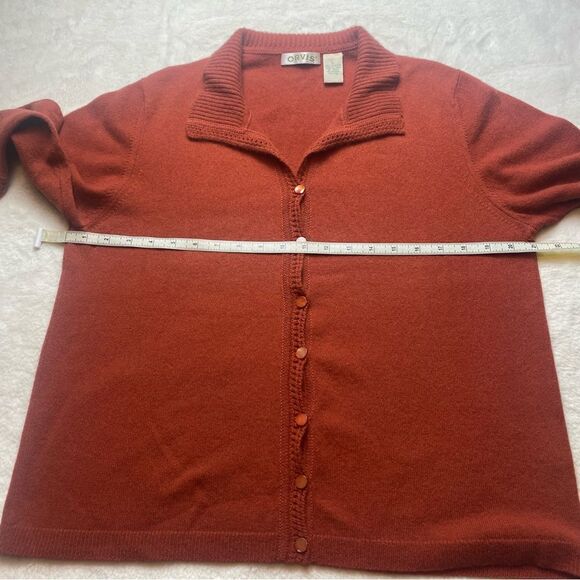 Orvis 100% Cashmere Burnt Orange 3/4 Sleeve Sweater Size Large - Picture 10 of 12